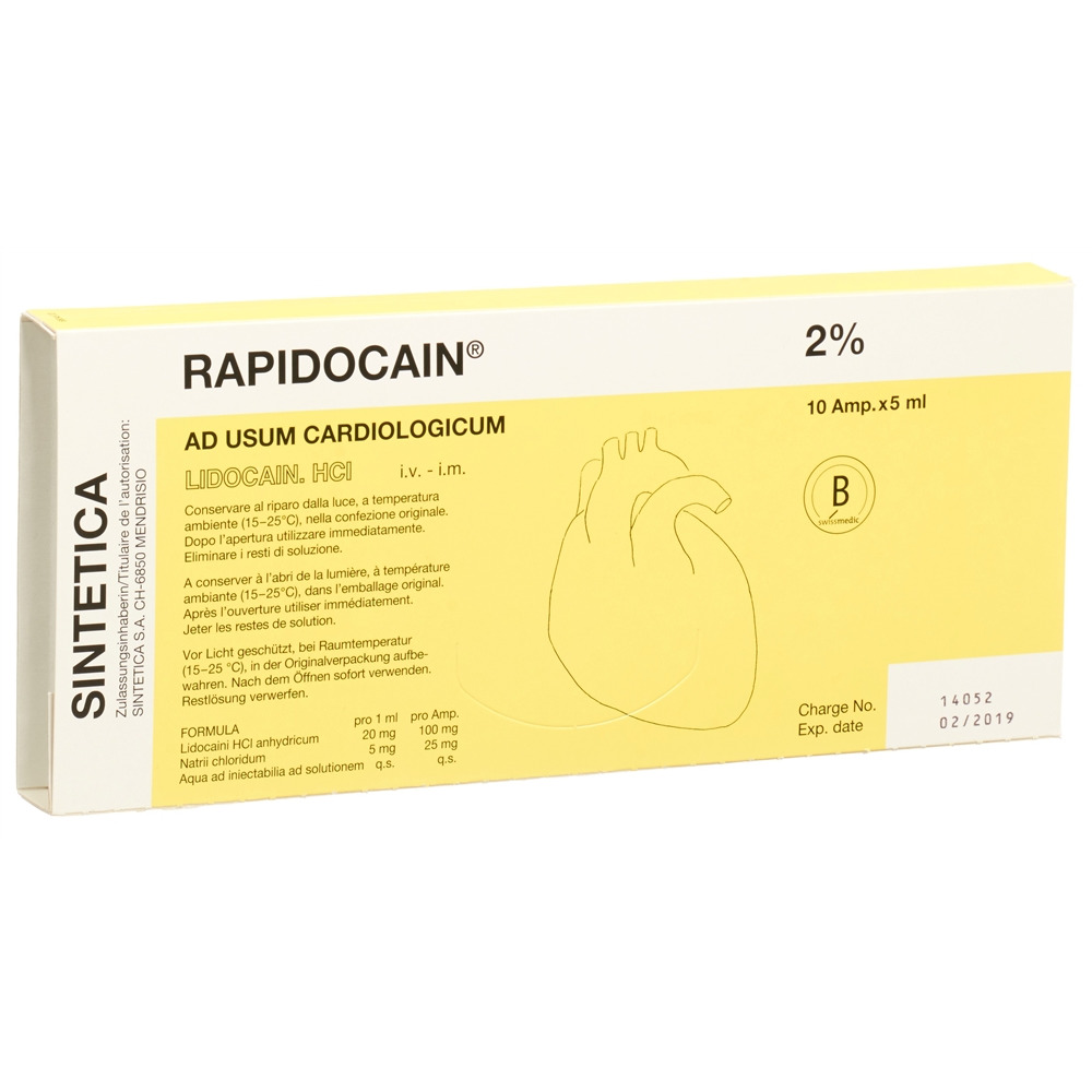 Rapidocaine ad us. cardiologicum 2 %, soluzione iniettabile