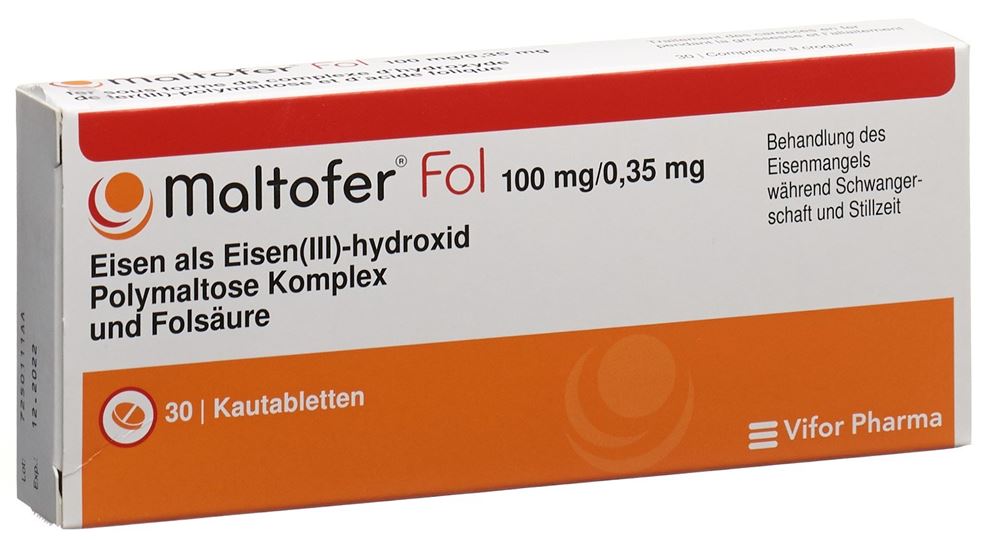 MALTOFER Fol cpr croq 100 mg/0.35 mg 30 pce