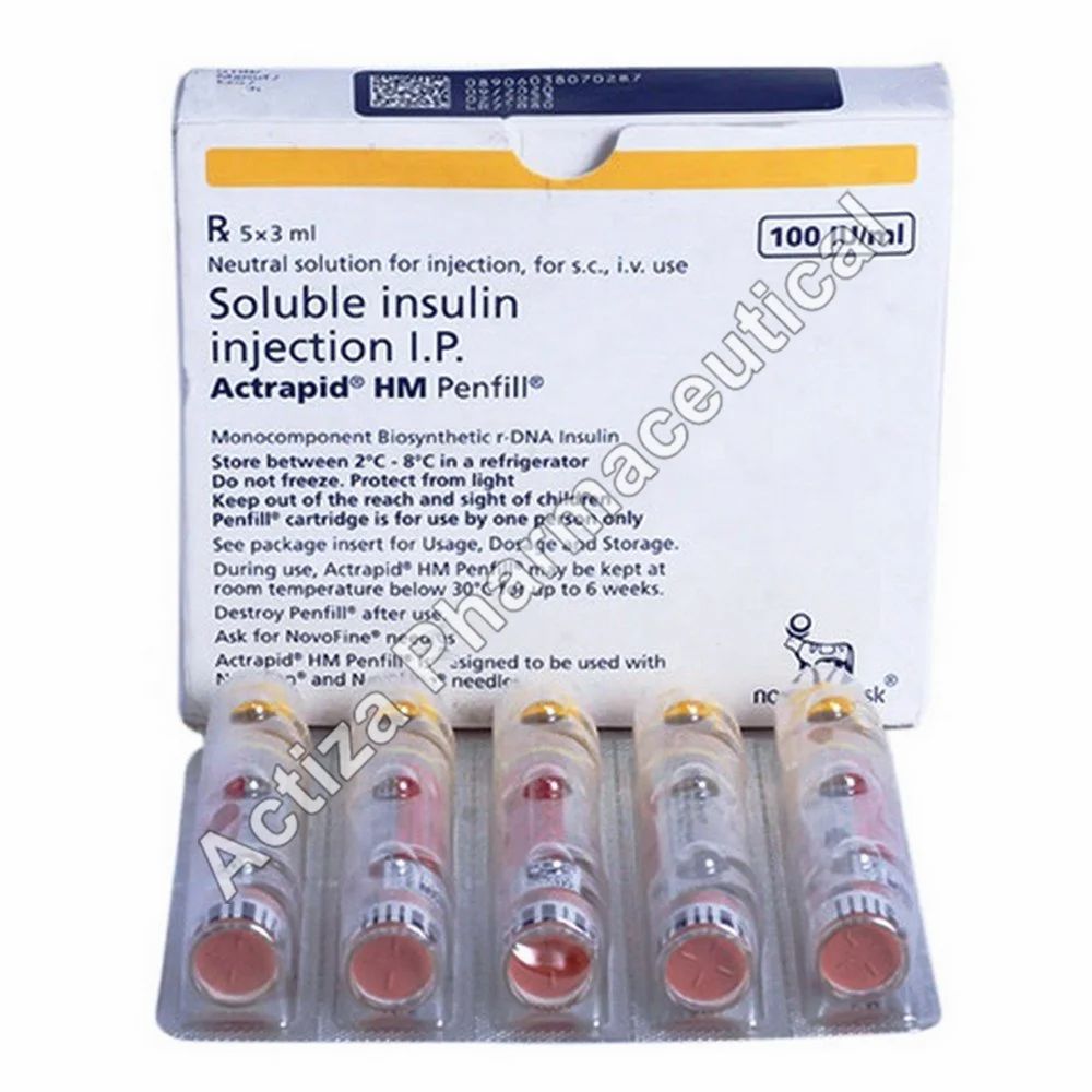 Insulin NovoNordisk Actrapid HM 100 IE/mL Penfill 3, Injektionslösung