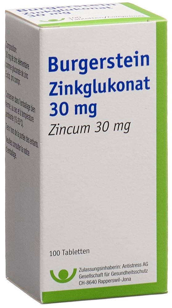 Burgerstein Zinkglukonat 30 mg, Tabletten