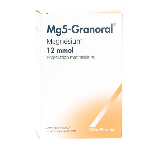 Mg 5-Granoral 12mmol arôme pêche-abricot, granulé buvable