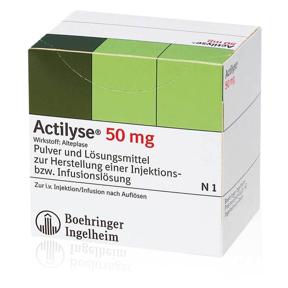 Actilyse 50mg, Pulver und Lösungsmittel zur Herstellung einer Injektions-/Infusionslösung