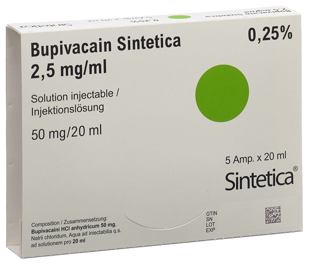 BUPIVACAIN Sintetica sol inj 2.5 mg/ml 5 amp 20 ml