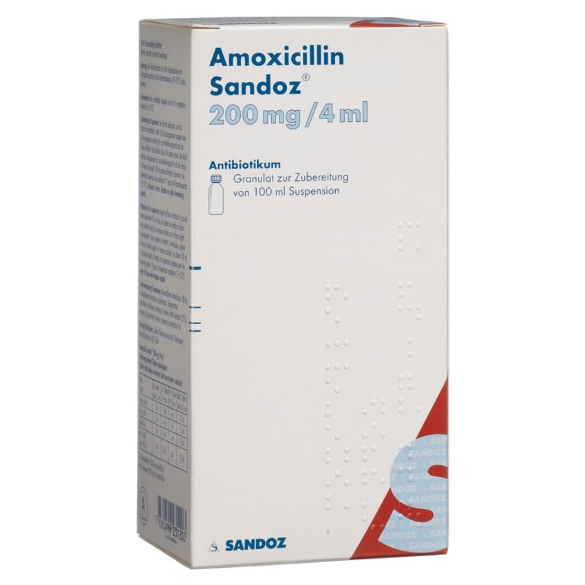 Amoxicillin Sandoz 200mg/4ml, Granulat zur Herstellung einer Suspension zum Einnehmen