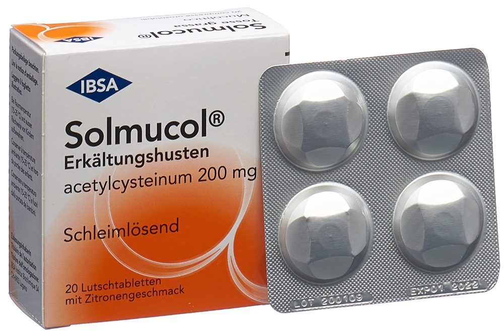 SOLMUCOL toux grasse cpr sucer 200 mg 20 pce