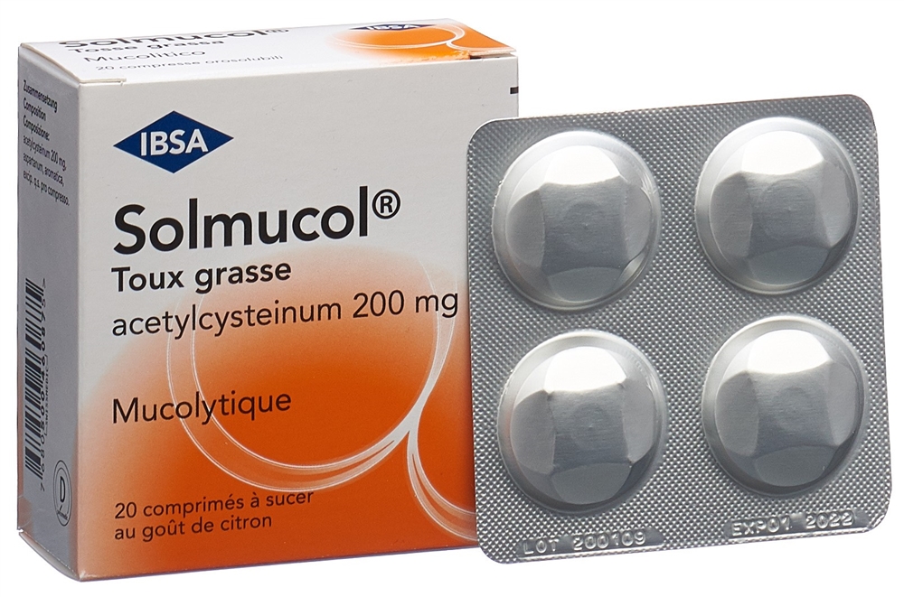 SOLMUCOL toux grasse cpr sucer 200 mg 20 pce