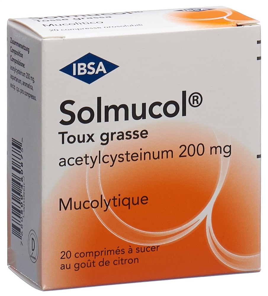 SOLMUCOL toux grasse cpr sucer 200 mg 20 pce