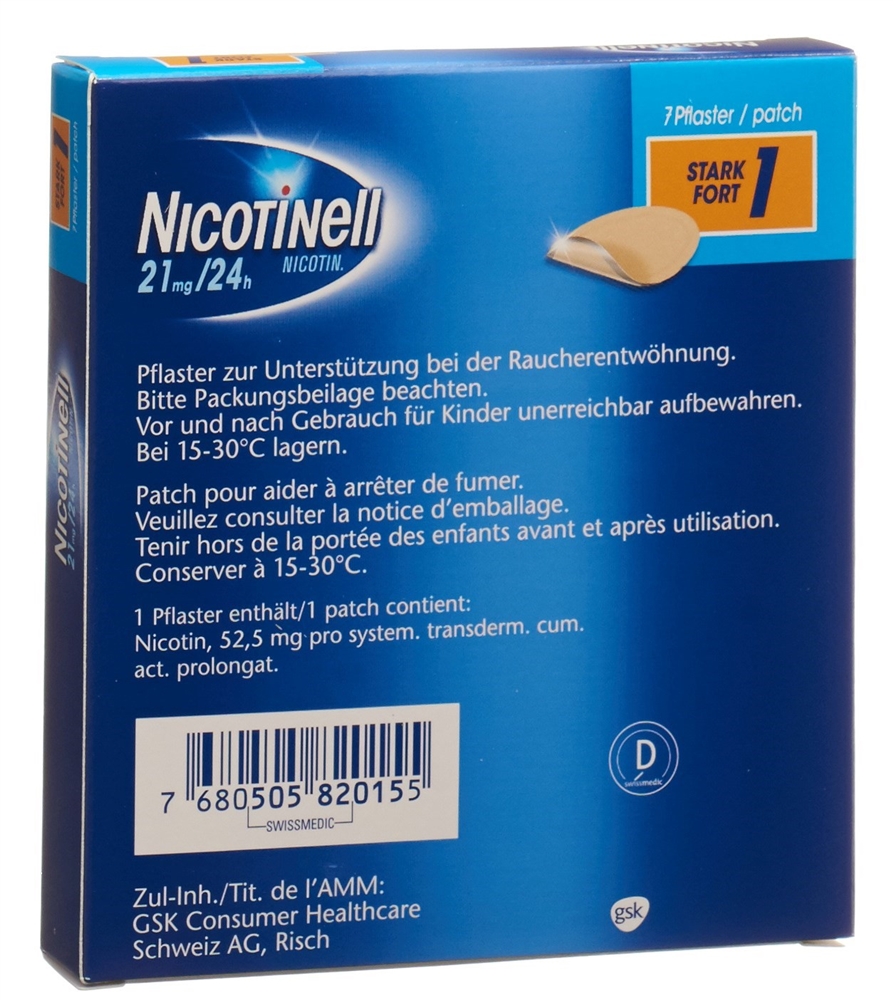 Nicotinell 21 mg/ 24 h (Stärke 1), transdermales Pflaster