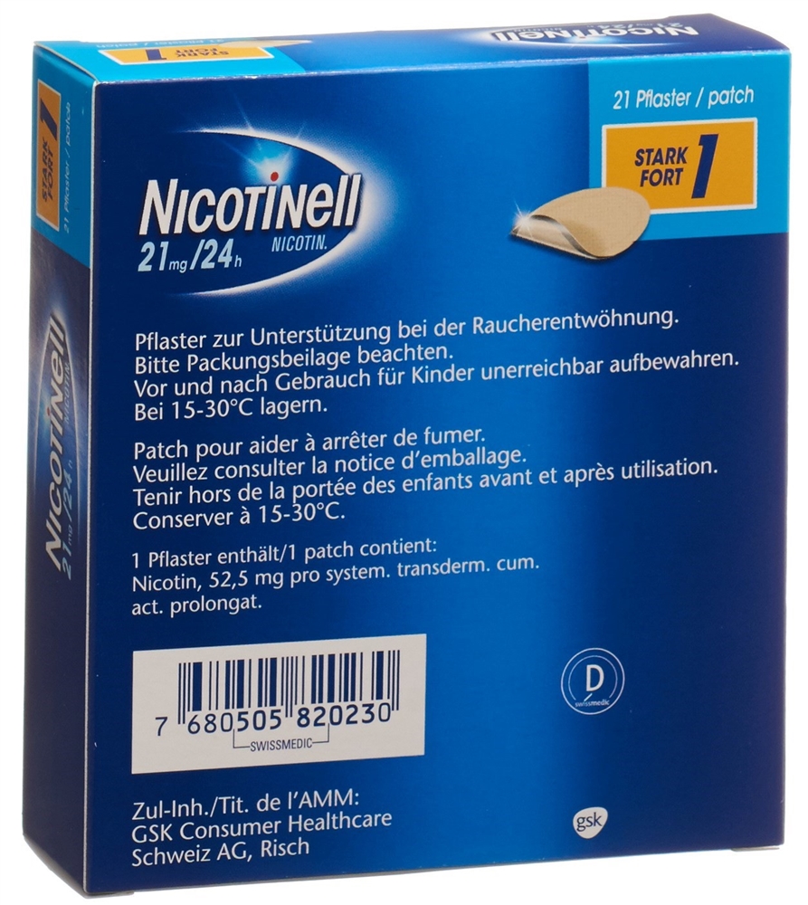 Nicotinell 21 mg/ 24 h (Stärke 1), transdermales Pflaster