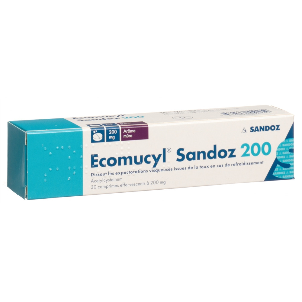 ECOMUCYL Sandoz cpr eff 200 mg bte 30 pce