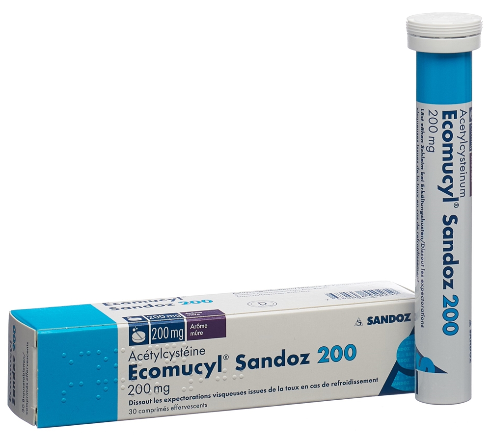 ECOMUCYL Sandoz cpr eff 200 mg bte 30 pce