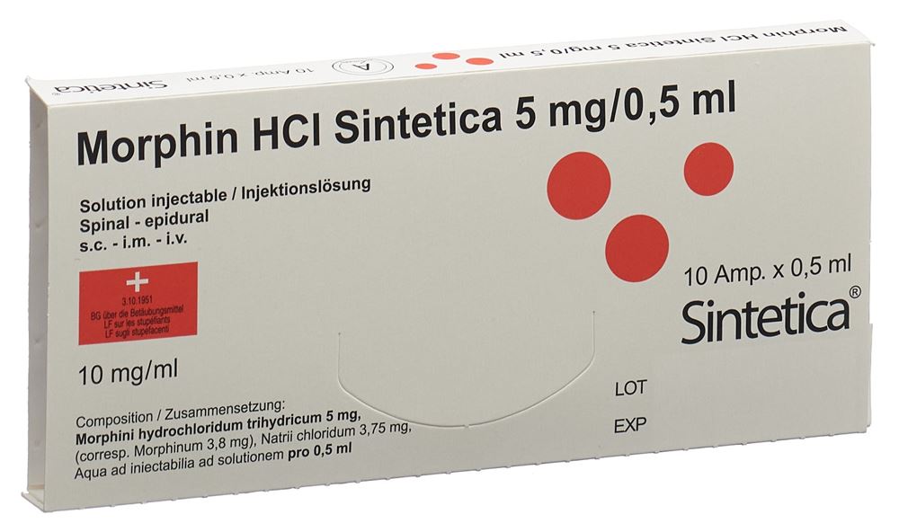 Morphin HCl Sintetica 5 mg/0.5ml, soluzione iniettabile