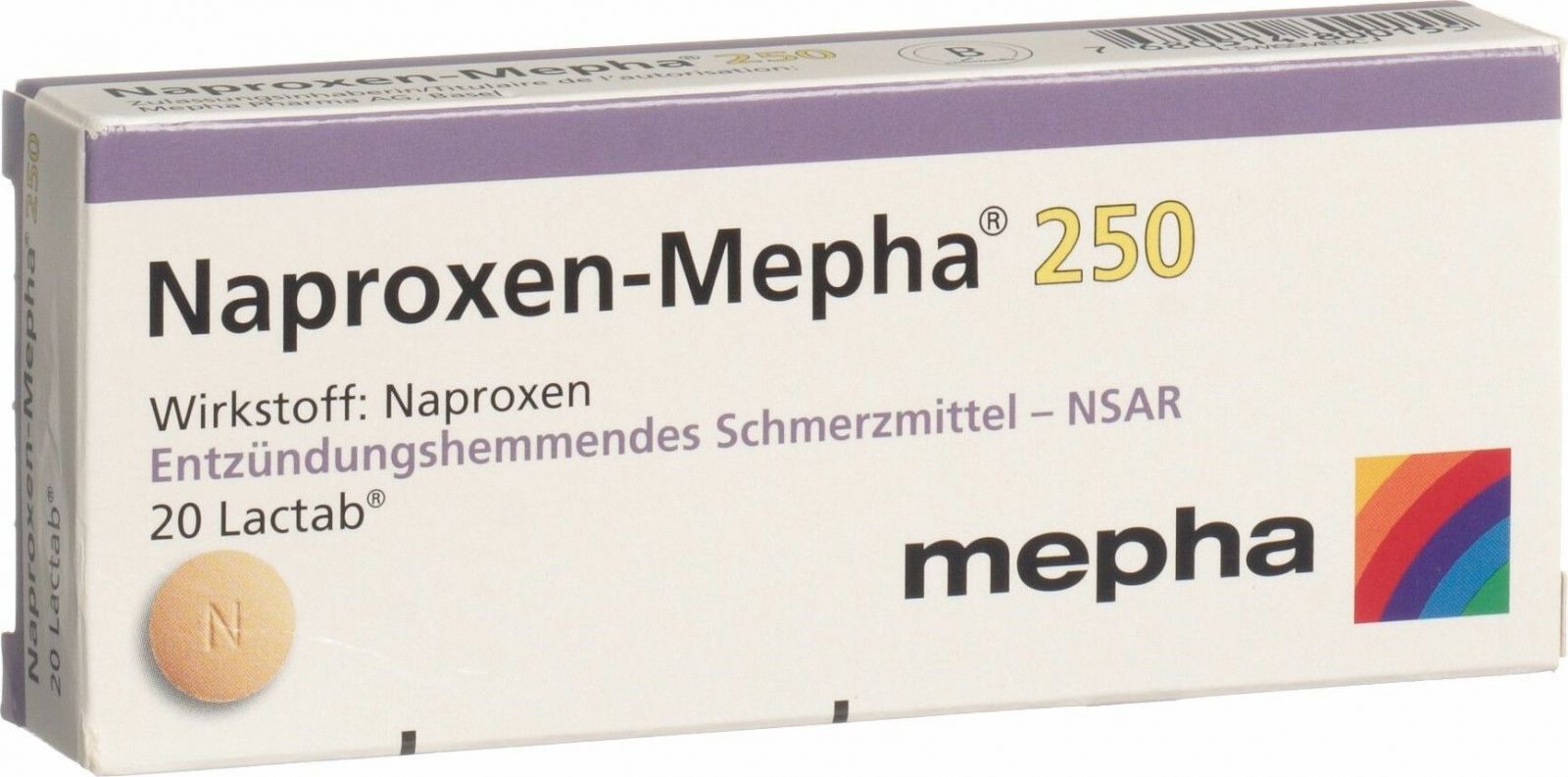 NAPROXEN Mepha Lactab 250 mg 20 pce