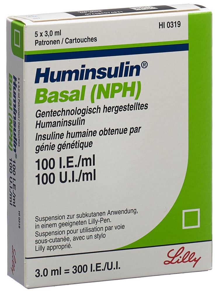 Insulin Lilly Huminsulin Basal cartouches 3,0 ml, suspension injectable