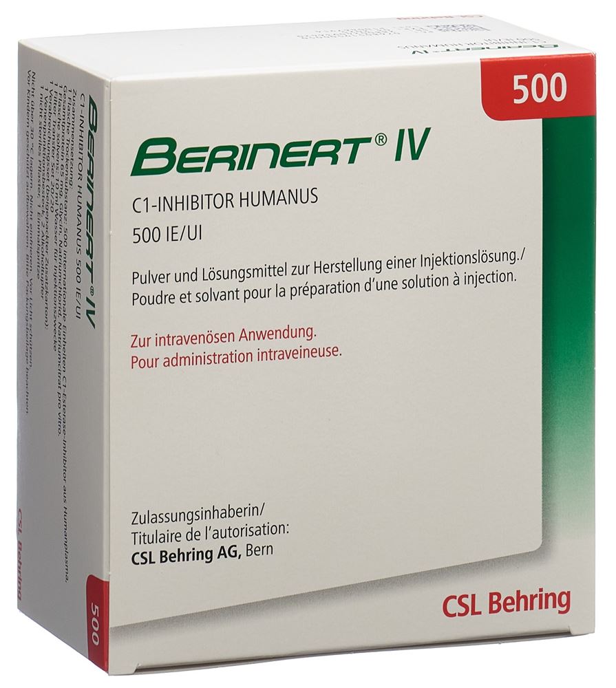 BERINERT IV 500 UI pdr et solv p sol inj
