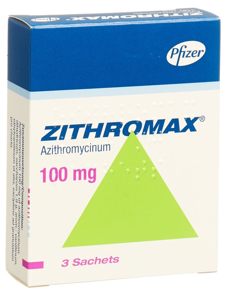 ZITHROMAX pdr 100 mg pour suspension sach 3 pce