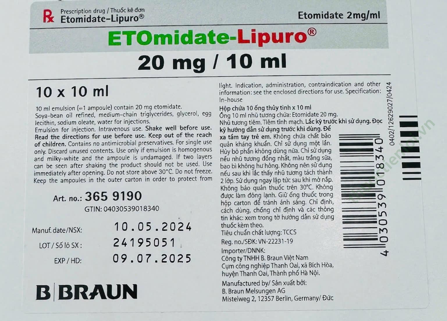 Etomidat-Lipuro, Emulsion zur Injektion