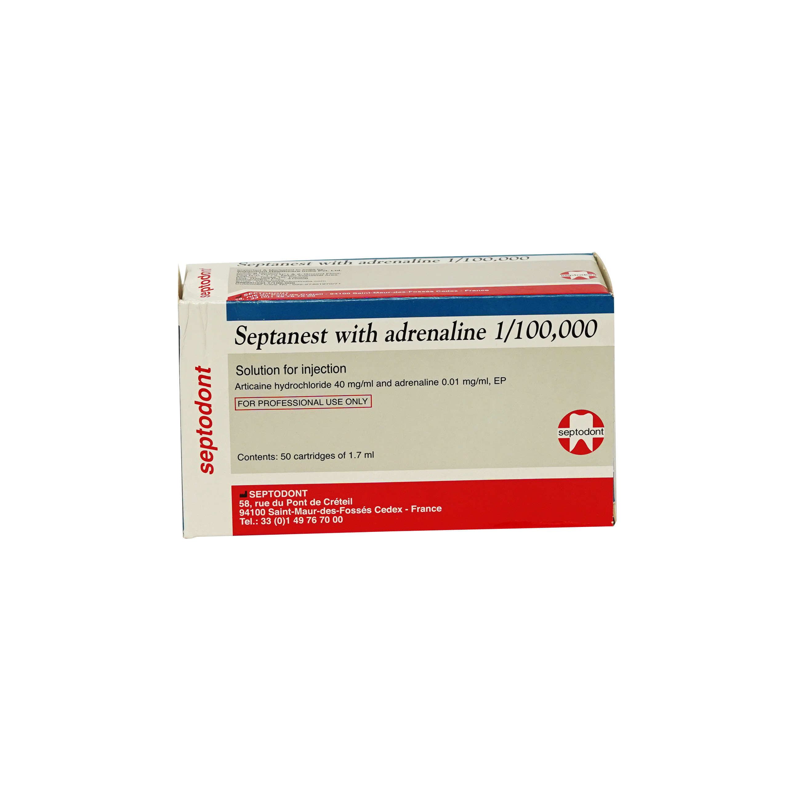 Septanest adrénalinée 1/100.000, Injektionslösung