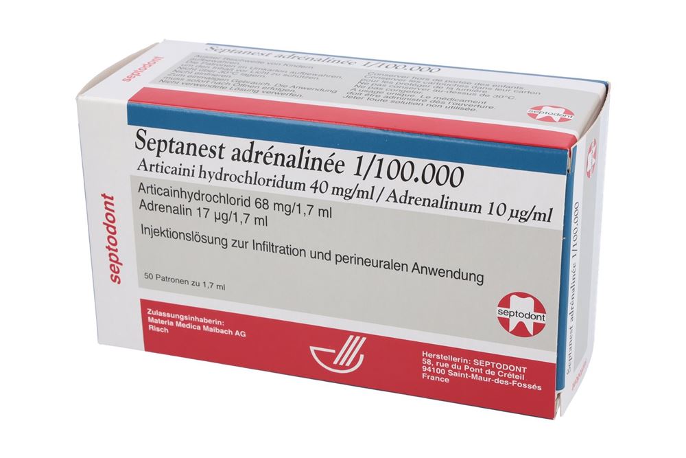 SEPTANEST ADRÉNALINÉE 1/100000 50 cartouche 1.7 ml