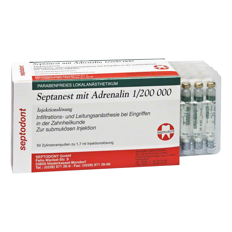 Septanest adrénalinée 1/200.000, Injektionslösung