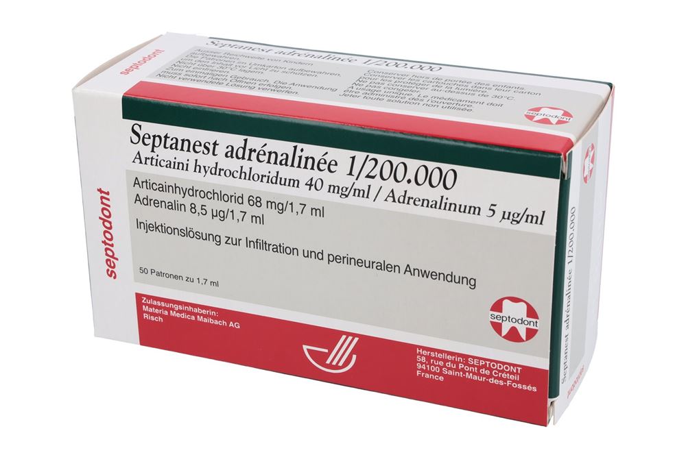 SEPTANEST ADRÉNALINÉE 1/200000 50 cartouche 1.7 ml