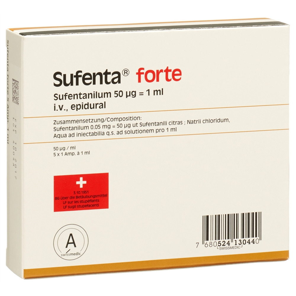 SUFENTA forte sol inj 50 mcg/ml 5 amp 1 ml