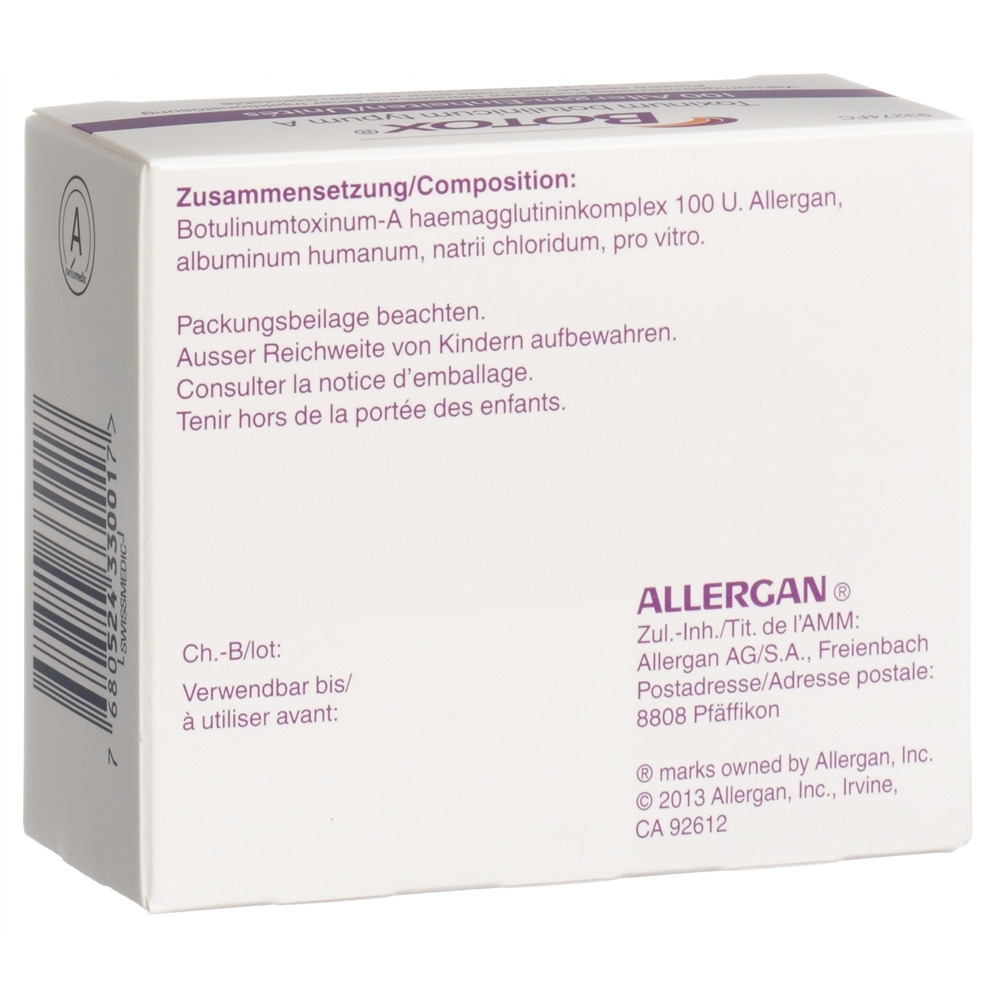 BOTOX subst sèche 100 U 2 amp
