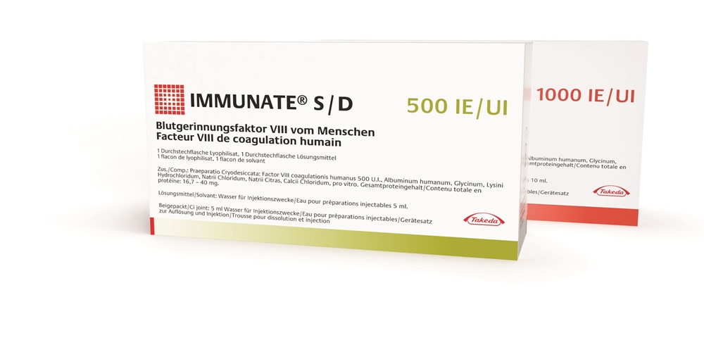 IMMUNATE S/D subst sèche 1000 UI cum solv flac