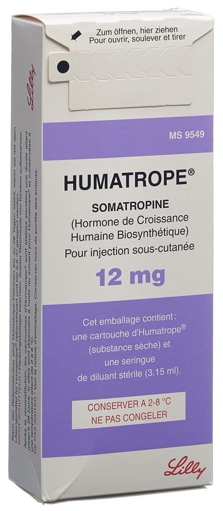HUMATROPE subst sèche 12 mg c solv amp