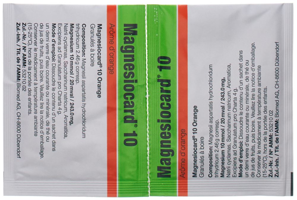 Magnesiocard 10 Orange, Granulat zur Herstellung einer Lösung zum Einnehmen
