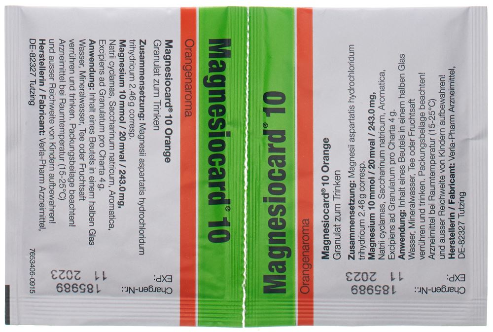 Magnesiocard 10 Orange, Granulat zur Herstellung einer Lösung zum Einnehmen