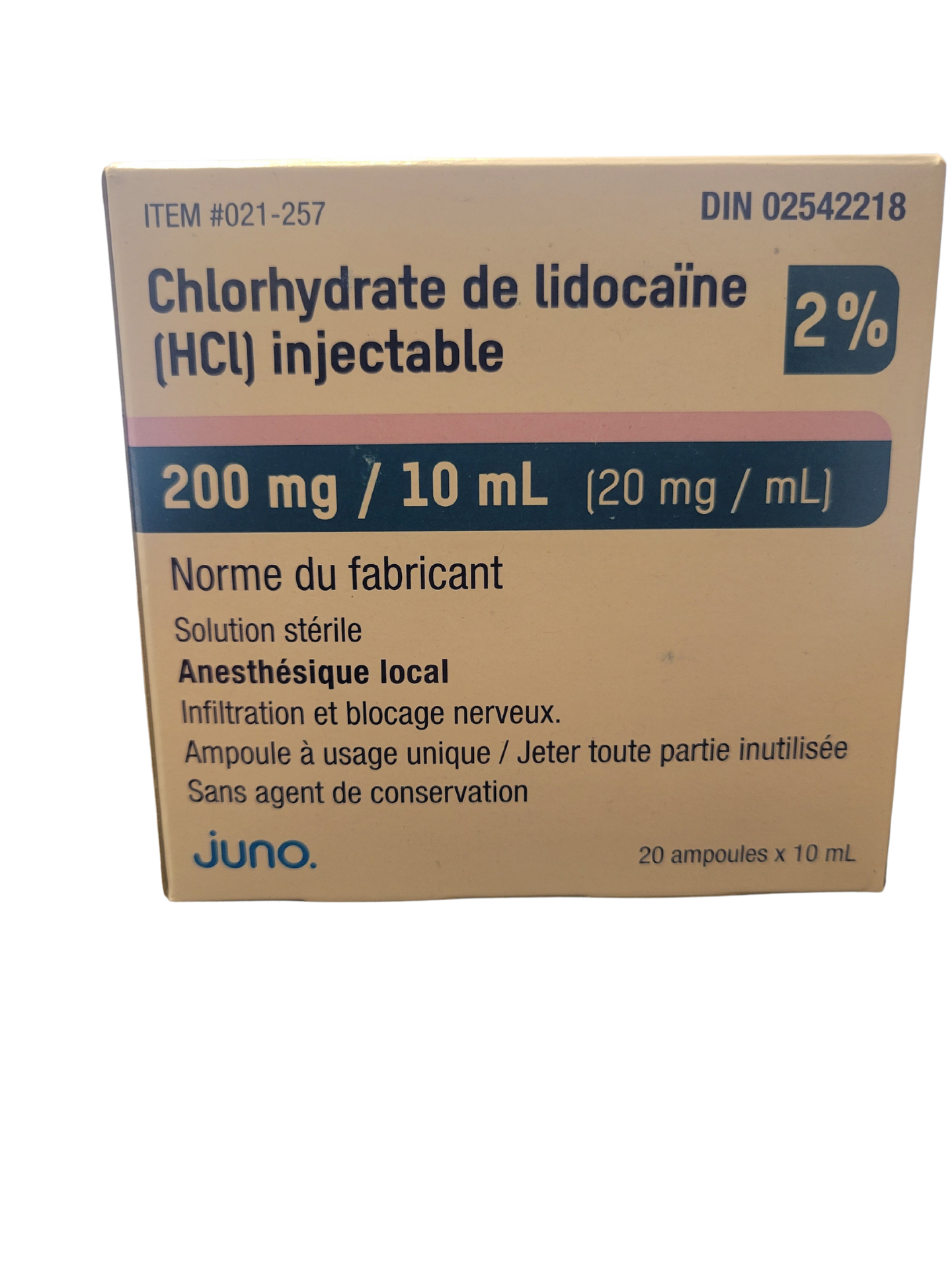 LIDOCAÏNE Bichsel 2% 200 mg/10ml 10 amp 10 ml