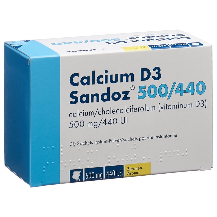 Calcium D3 Sandoz 500/440, Instant-Pulver mit Zitronenaroma