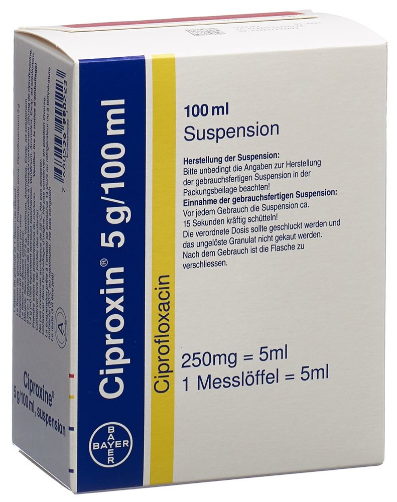CIPROXINE gran 5 g/100ml c solv p susp fl 100 ml