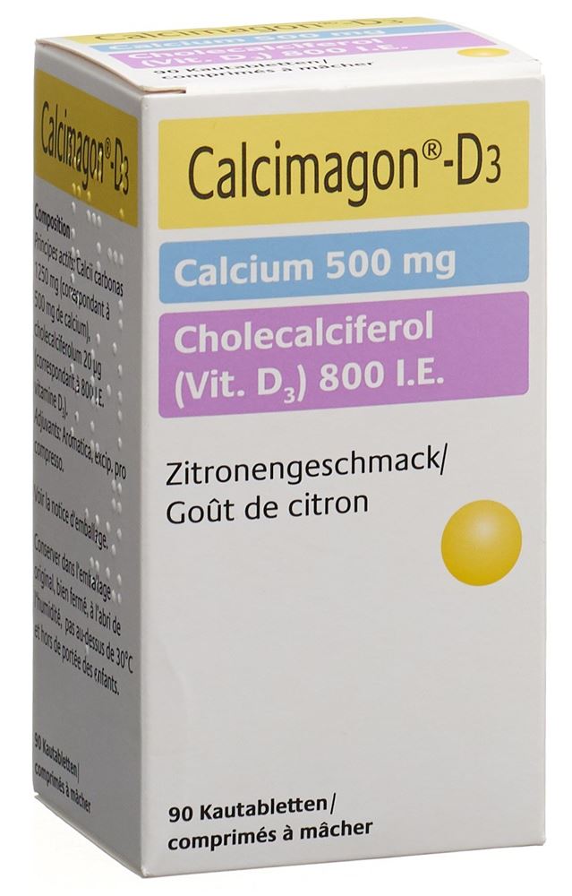 CALCIMAGON D3 cpr croquer 500/800 citron 90 pce