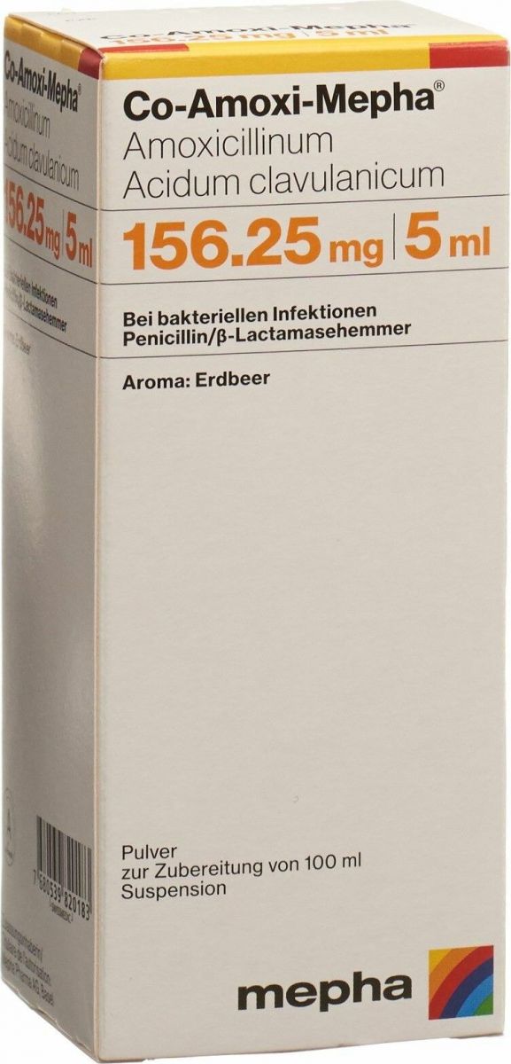Co-Amoxi-Mepha 156,25, Pulver zur Herstellung einer Suspension zum Einnehmen