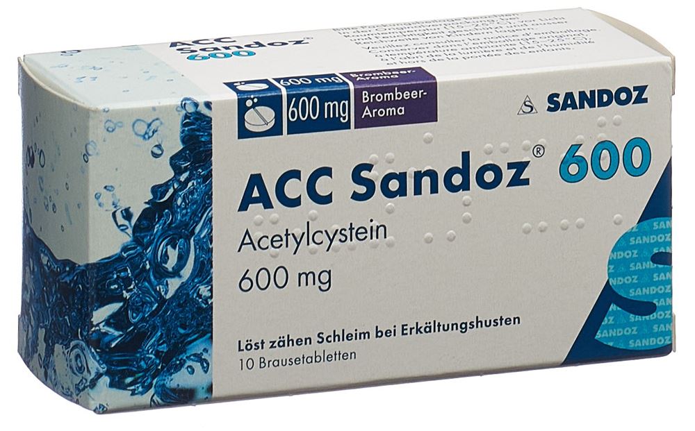 ACC Sandoz cpr eff 600 mg arôme mûre 10 pce