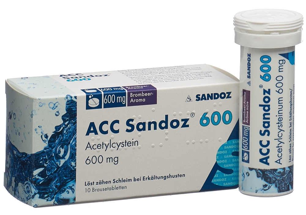 ACC Sandoz cpr eff 600 mg arôme mûre 10 pce