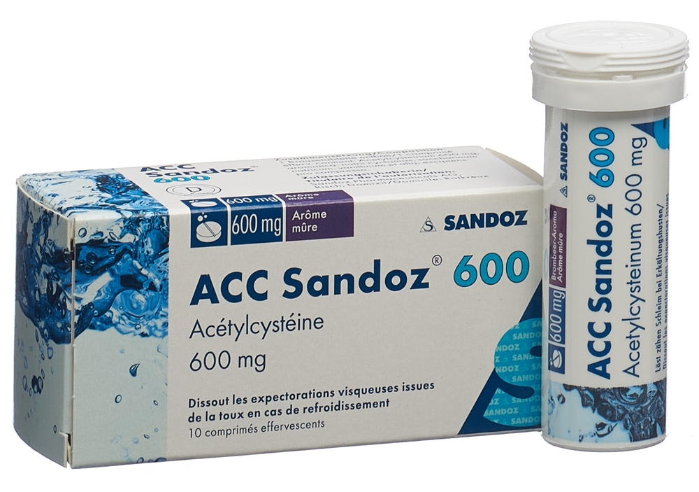 ACC Sandoz cpr eff 600 mg arôme mûre 10 pce