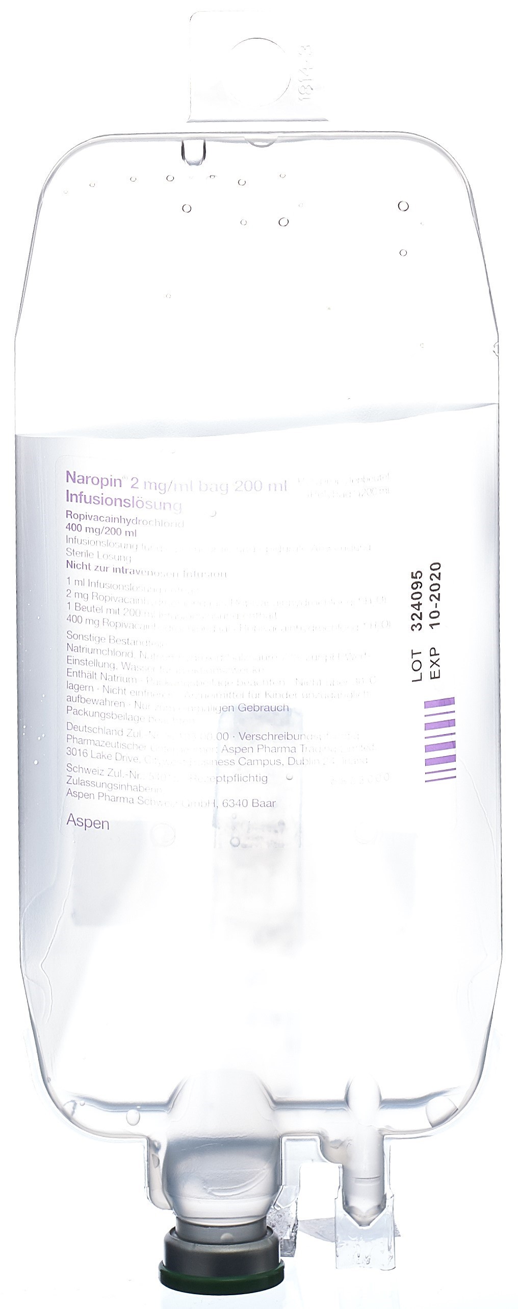 NAROPIN sol inj 400 mg/200ml polybag 5 pce