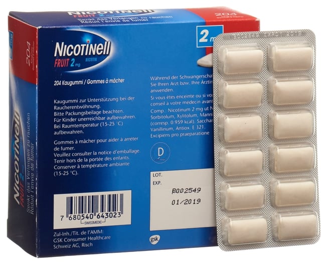 NICOTINELL Gum 2 mg fruit 204 pce