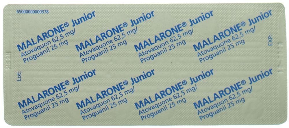 MALARONE Junior cpr pell 62.5/25 mg 12 pce