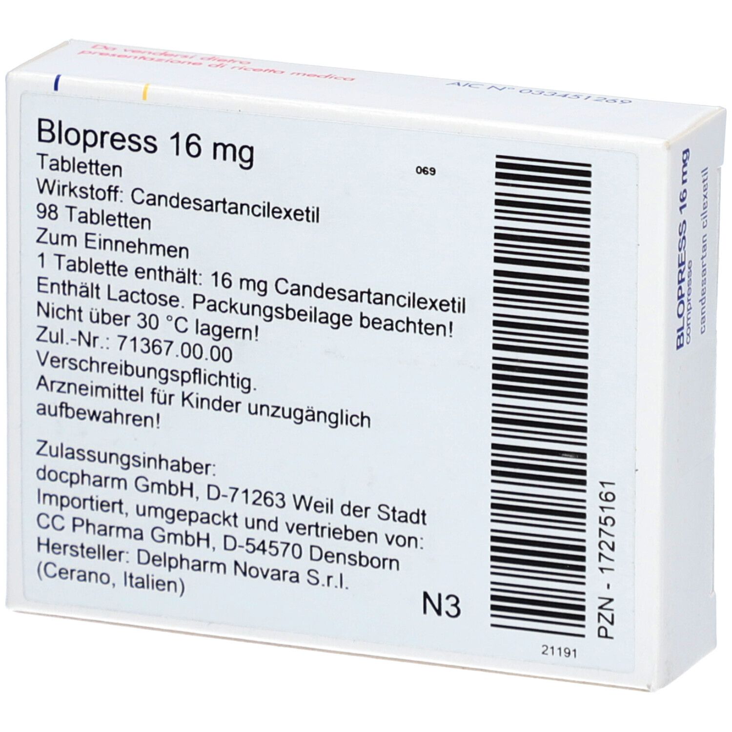 Blopress 16 mg, Tabletten