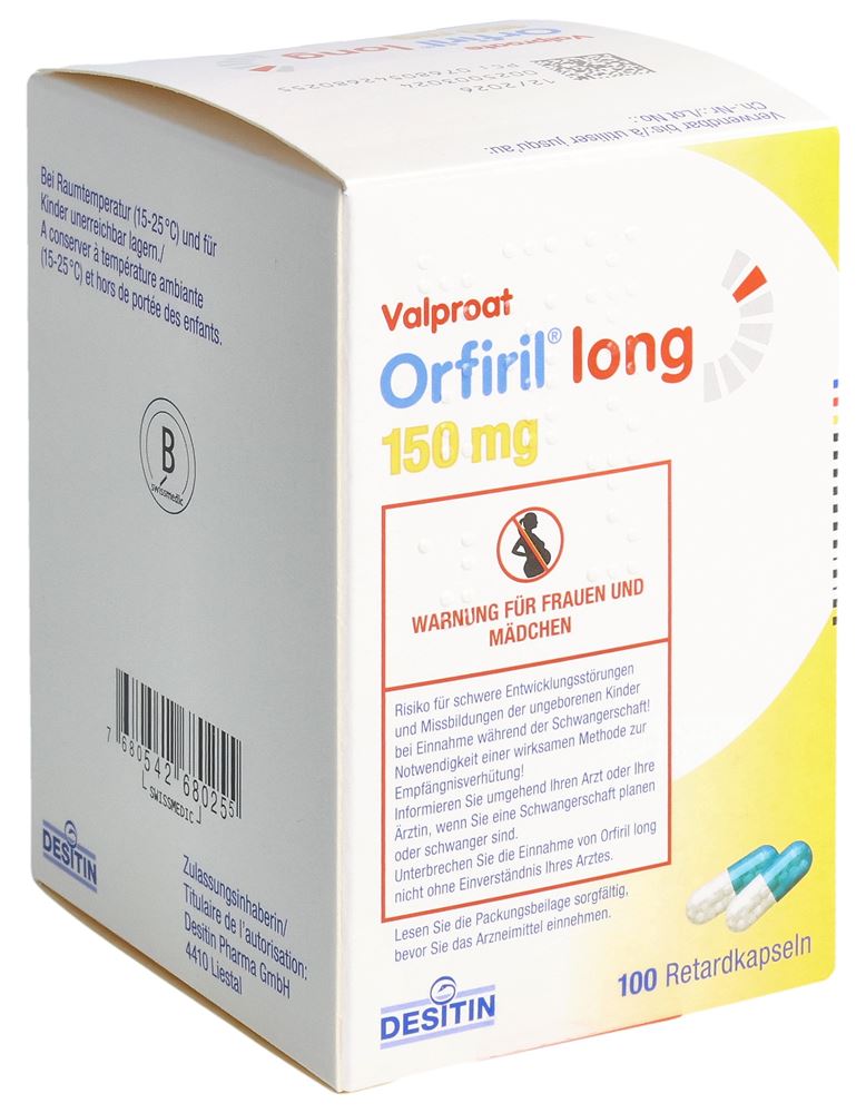 ORFIRIL long caps ret 150 mg bte 100 pce