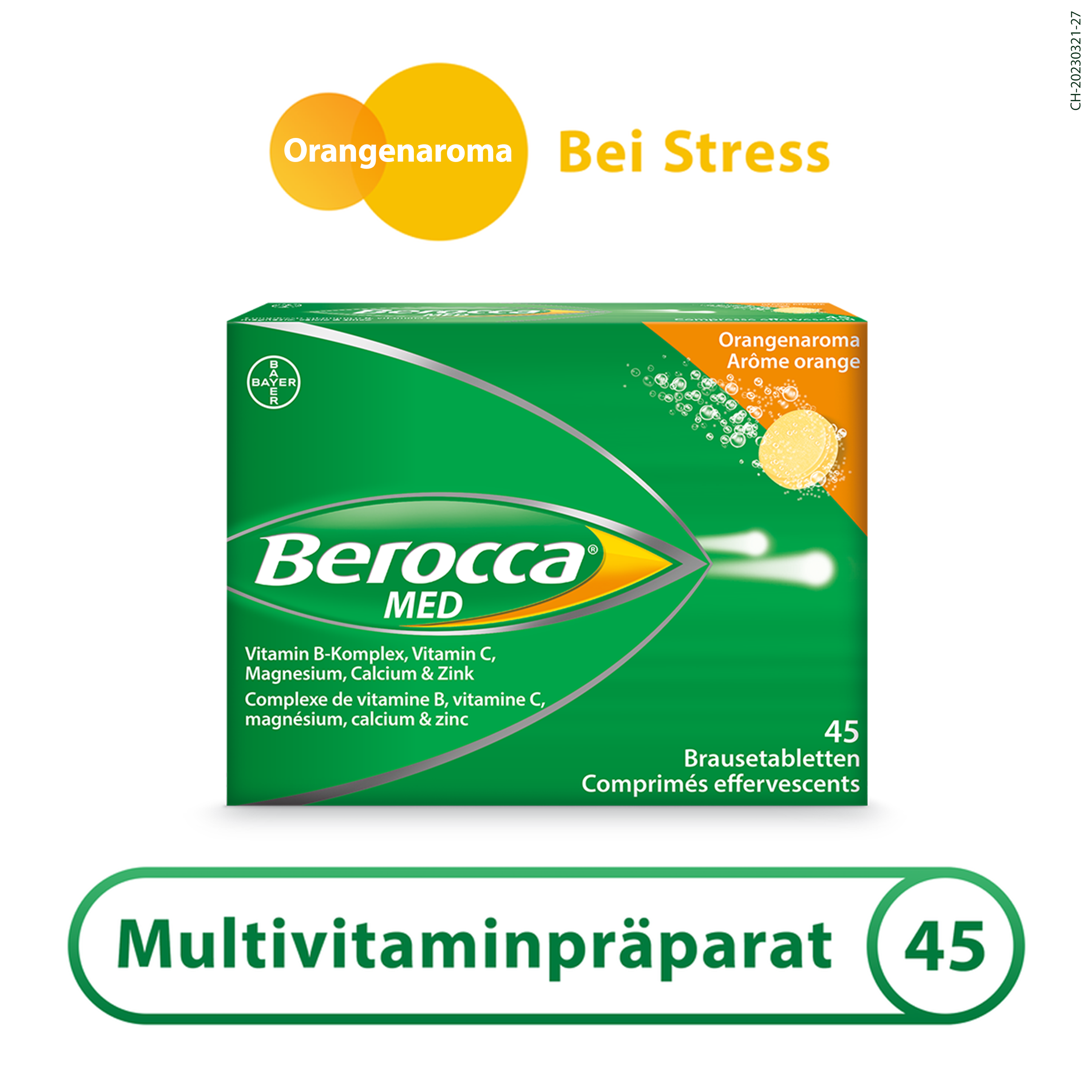BEROCCA MED cpr eff arôme orange 45 pce