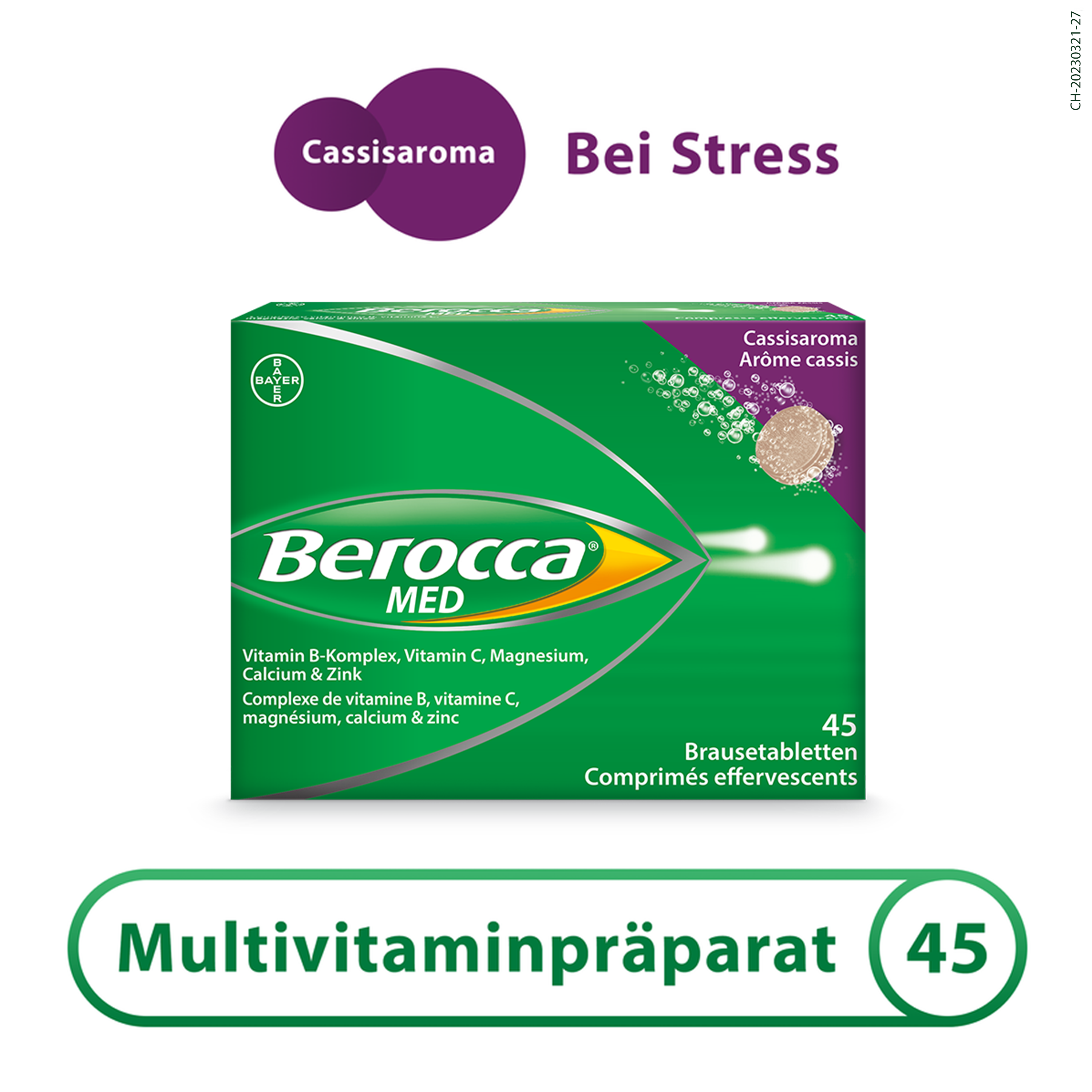 BEROCCA MED cpr eff arôme cassis 45 pce