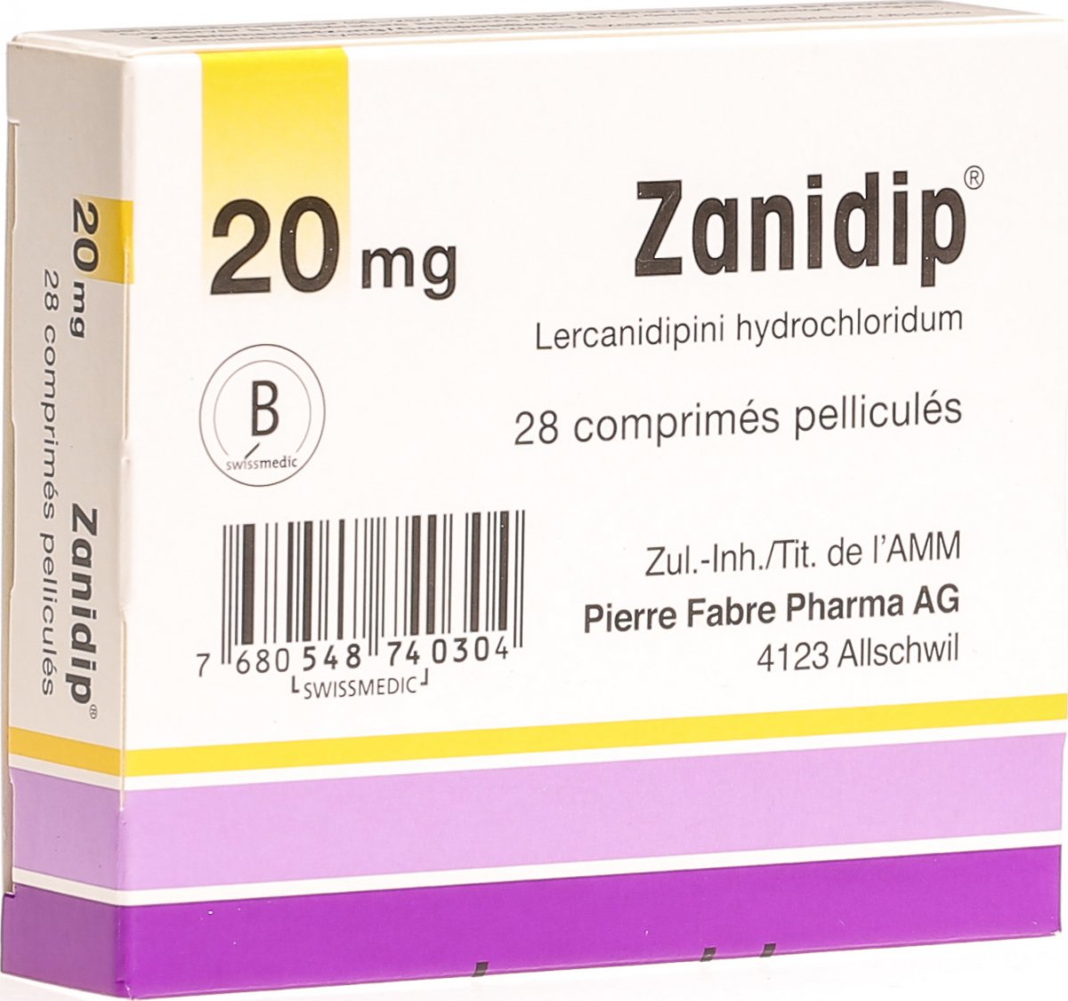 Zanidip 20 mg, Filmtabletten