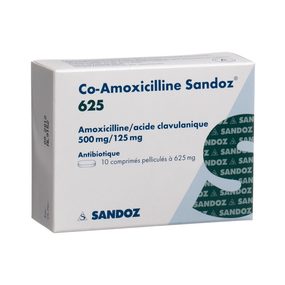 CO-AMOXICILLINE Sandoz cpr pell 625 mg 10 pce