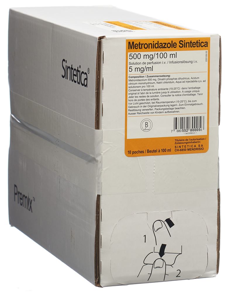 METRONIDAZOLE Sintetica 500 mg/100ml 10 x 100 ml
