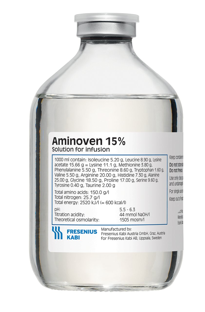 AMINOVEN sol perf 15 % 500ml fl 10 pce